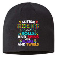 Autism Rocks And Rolls Funny Autism Awareness Month Sustainable Beanie