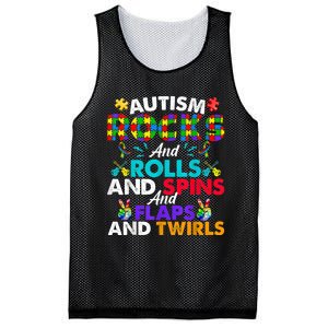 Autism Rocks And Rolls Funny Autism Awareness Month Mesh Reversible Basketball Jersey Tank