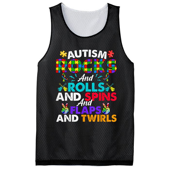 Autism Rocks And Rolls Funny Autism Awareness Month Mesh Reversible Basketball Jersey Tank