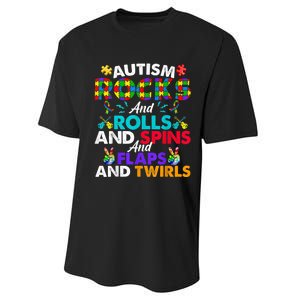 Autism Rocks And Rolls Funny Autism Awareness Month Performance Sprint T-Shirt