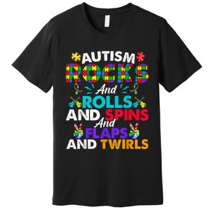 Autism Rocks And Rolls Funny Autism Awareness Month Premium T-Shirt