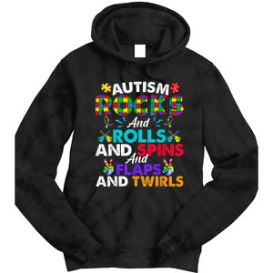 Autism Rocks And Rolls Funny Autism Awareness Month Tie Dye Hoodie