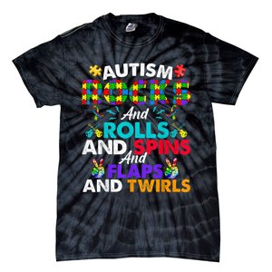 Autism Rocks And Rolls Funny Autism Awareness Month Tie-Dye T-Shirt