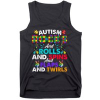 Autism Rocks And Rolls Funny Autism Awareness Month Tank Top