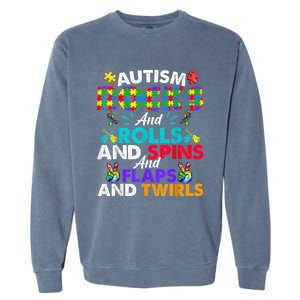 Autism Rocks And Rolls Funny Autism Awareness Month Garment-Dyed Sweatshirt