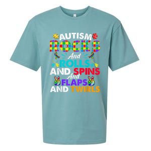 Autism Rocks And Rolls Funny Autism Awareness Month Sueded Cloud Jersey T-Shirt