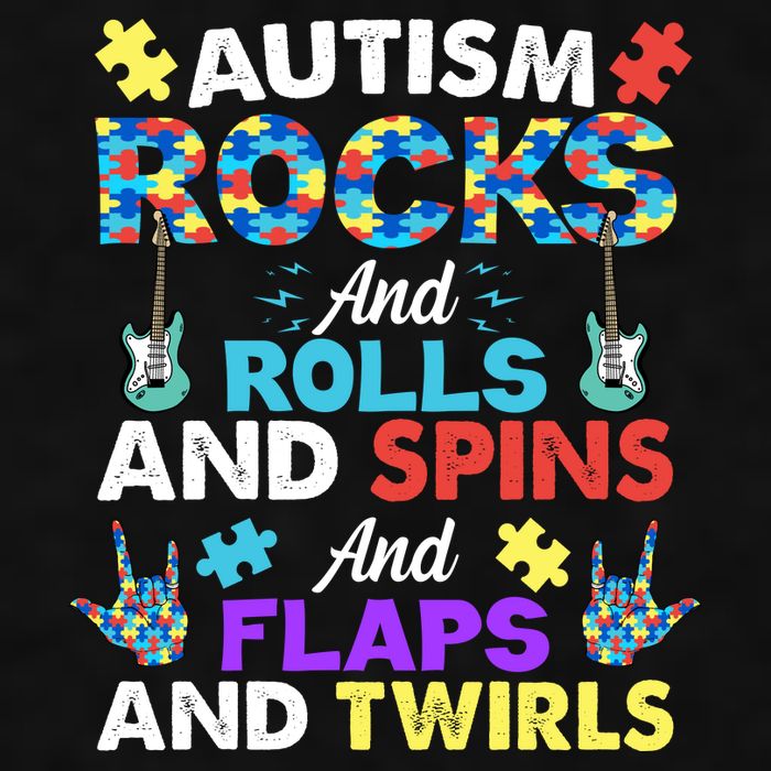 Autism Rocks And Rolls And Spins And Flaps And Twists Ladies PosiCharge Tri-Blend Wicking Tank