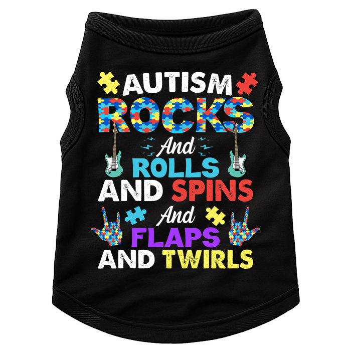 Autism Rocks And Rolls And Spins And Flaps And Twists Doggie Tank