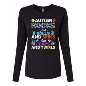 Autism Rocks And Rolls And Spins And Flaps And Twists Womens Cotton Relaxed Long Sleeve T-Shirt