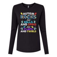 Autism Rocks And Rolls And Spins And Flaps And Twists Womens Cotton Relaxed Long Sleeve T-Shirt