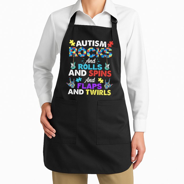 Autism Rocks And Rolls And Spins And Flaps And Twists Apron