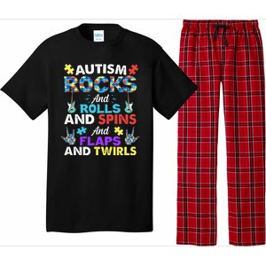 Autism Rocks And Rolls And Spins And Flaps And Twists Pajama Set