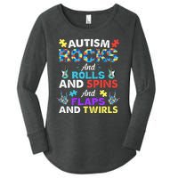 Autism Rocks And Rolls And Spins And Flaps And Twists Women's Perfect Tri Tunic Long Sleeve Shirt