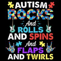 Autism Rocks And Rolls And Spins And Flaps And Twists Flat Bill Trucker Hat