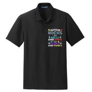 Autism Rocks And Rolls And Spins And Flaps And Twists Dry Zone Grid Polo