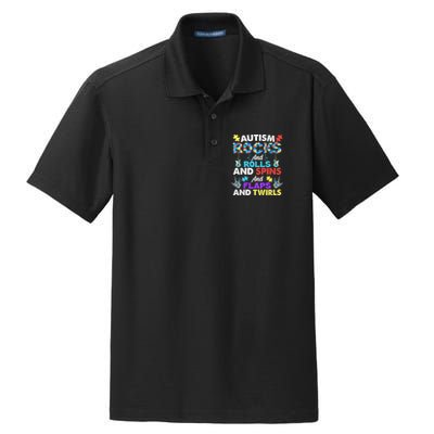 Autism Rocks And Rolls And Spins And Flaps And Twists Dry Zone Grid Polo