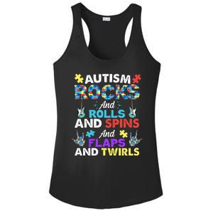 Autism Rocks And Rolls And Spins And Flaps And Twists Ladies PosiCharge Competitor Racerback Tank