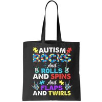 Autism Rocks And Rolls And Spins And Flaps And Twists Bag