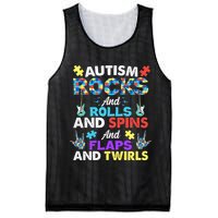Autism Rocks And Rolls And Spins And Flaps And Twists Mesh Reversible Basketball Jersey Tank