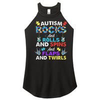 Autism Rocks And Rolls And Spins And Flaps And Twists Women's Perfect Tri Rocker Tank