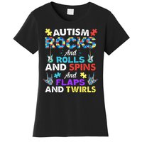 Autism Rocks And Rolls And Spins And Flaps And Twists Women's T-Shirt