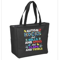 Autism Rocks And Rolls And Spins And Flaps And Twists Zip Tote Bag