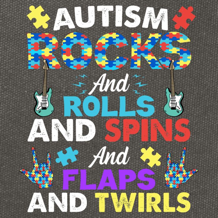 Autism Rocks And Rolls And Spins And Flaps And Twists Cotton Canvas Backpack