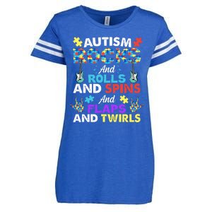 Autism Rocks And Rolls And Spins And Flaps And Twists Enza Ladies Jersey Football T-Shirt