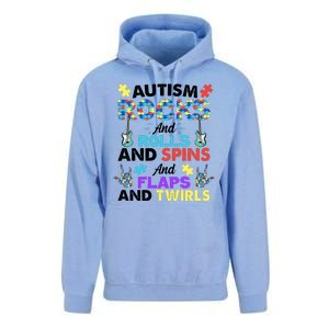 Autism Rocks And Rolls And Spins And Flaps And Twists Unisex Surf Hoodie