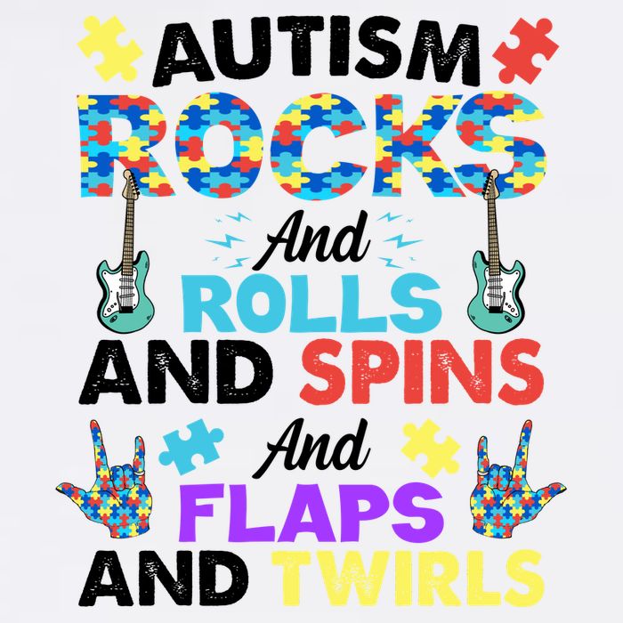 Autism Rocks And Rolls And Spins And Flaps And Twists Garment-Dyed Sweatshirt