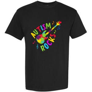 Autism Rocks Autism Awareness Guitar Puzzle Pieces Garment-Dyed Heavyweight T-Shirt