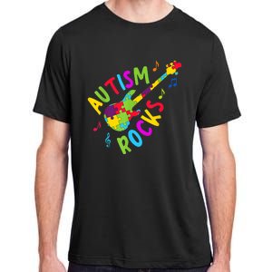 Autism Rocks Autism Awareness Guitar Puzzle Pieces Adult ChromaSoft Performance T-Shirt