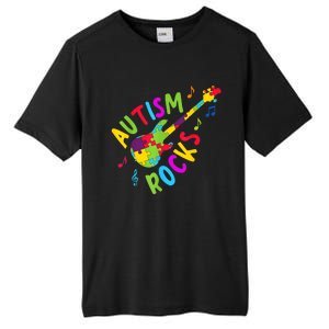 Autism Rocks Autism Awareness Guitar Puzzle Pieces Tall Fusion ChromaSoft Performance T-Shirt