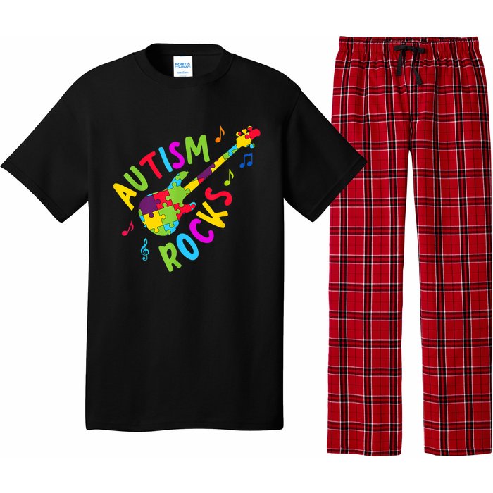 Autism Rocks Autism Awareness Guitar Puzzle Pieces Pajama Set