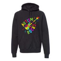 Autism Rocks Autism Awareness Guitar Puzzle Pieces Premium Hoodie