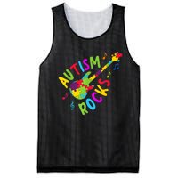 Autism Rocks Autism Awareness Guitar Puzzle Pieces Mesh Reversible Basketball Jersey Tank