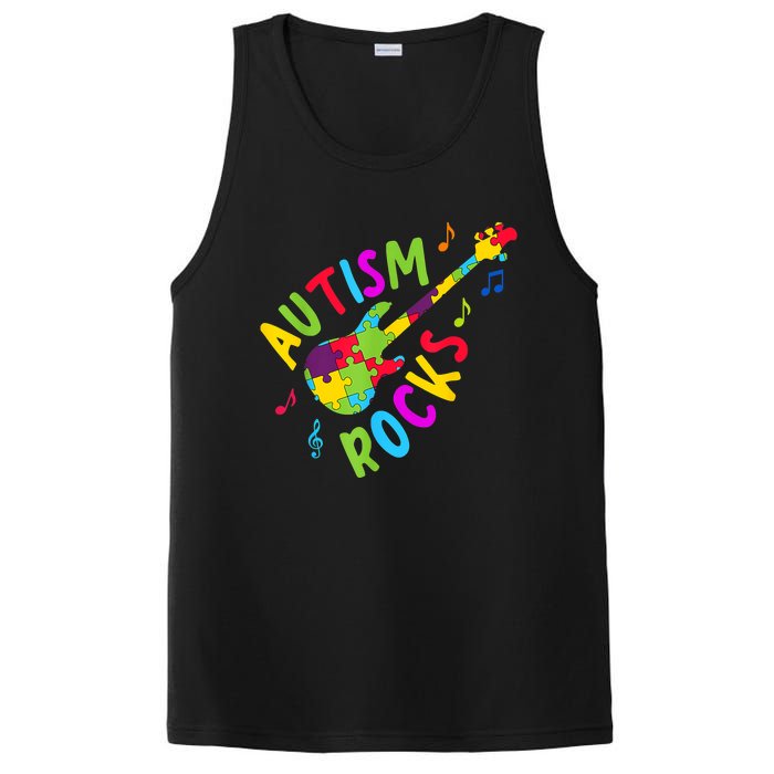 Autism Rocks Autism Awareness Guitar Puzzle Pieces PosiCharge Competitor Tank