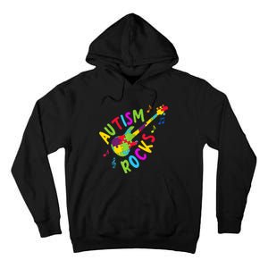 Autism Rocks Autism Awareness Guitar Puzzle Pieces Tall Hoodie