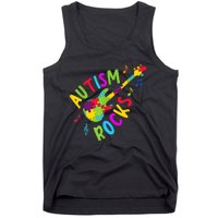 Autism Rocks Autism Awareness Guitar Puzzle Pieces Tank Top