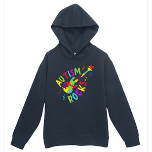 Autism Rocks Autism Awareness Guitar Puzzle Pieces Urban Pullover Hoodie