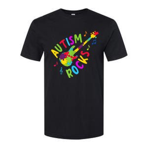 Autism Rocks Autism Awareness Guitar Puzzle Pieces Softstyle CVC T-Shirt