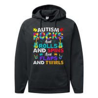 Autism Rocks And Rolls Funny Autism Awareness Month Performance Fleece Hoodie