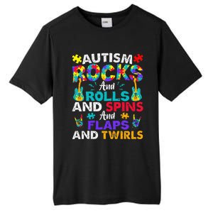 Autism Rocks And Rolls Funny Autism Awareness Month Tall Fusion ChromaSoft Performance T-Shirt