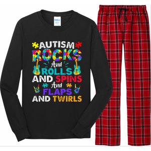 Autism Rocks And Rolls Funny Autism Awareness Month Long Sleeve Pajama Set