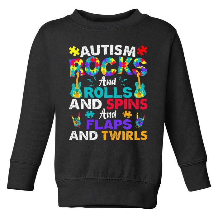 Autism Rocks And Rolls Funny Autism Awareness Month Toddler Sweatshirt