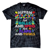 Autism Rocks And Rolls Funny Autism Awareness Month Tie-Dye T-Shirt