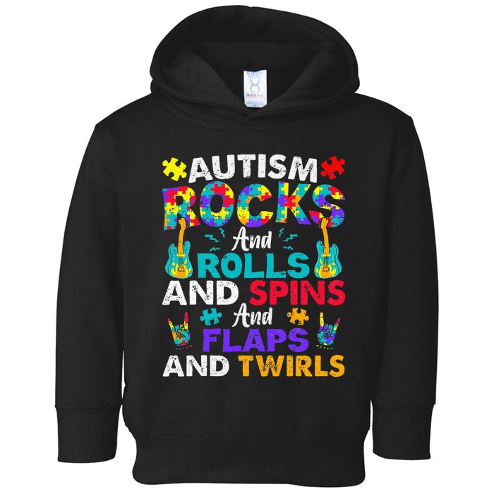 Autism Rocks And Rolls Funny Autism Awareness Month Toddler Hoodie