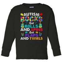 Autism Rocks And Rolls Funny Autism Awareness Month Toddler Long Sleeve Shirt