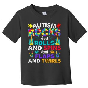 Autism Rocks And Rolls Funny Autism Awareness Month Toddler T-Shirt