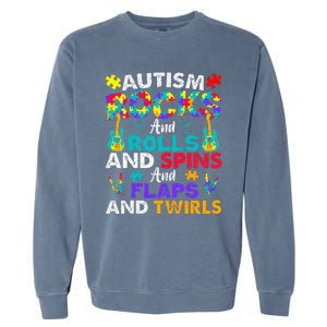 Autism Rocks And Rolls Funny Autism Awareness Month Garment-Dyed Sweatshirt